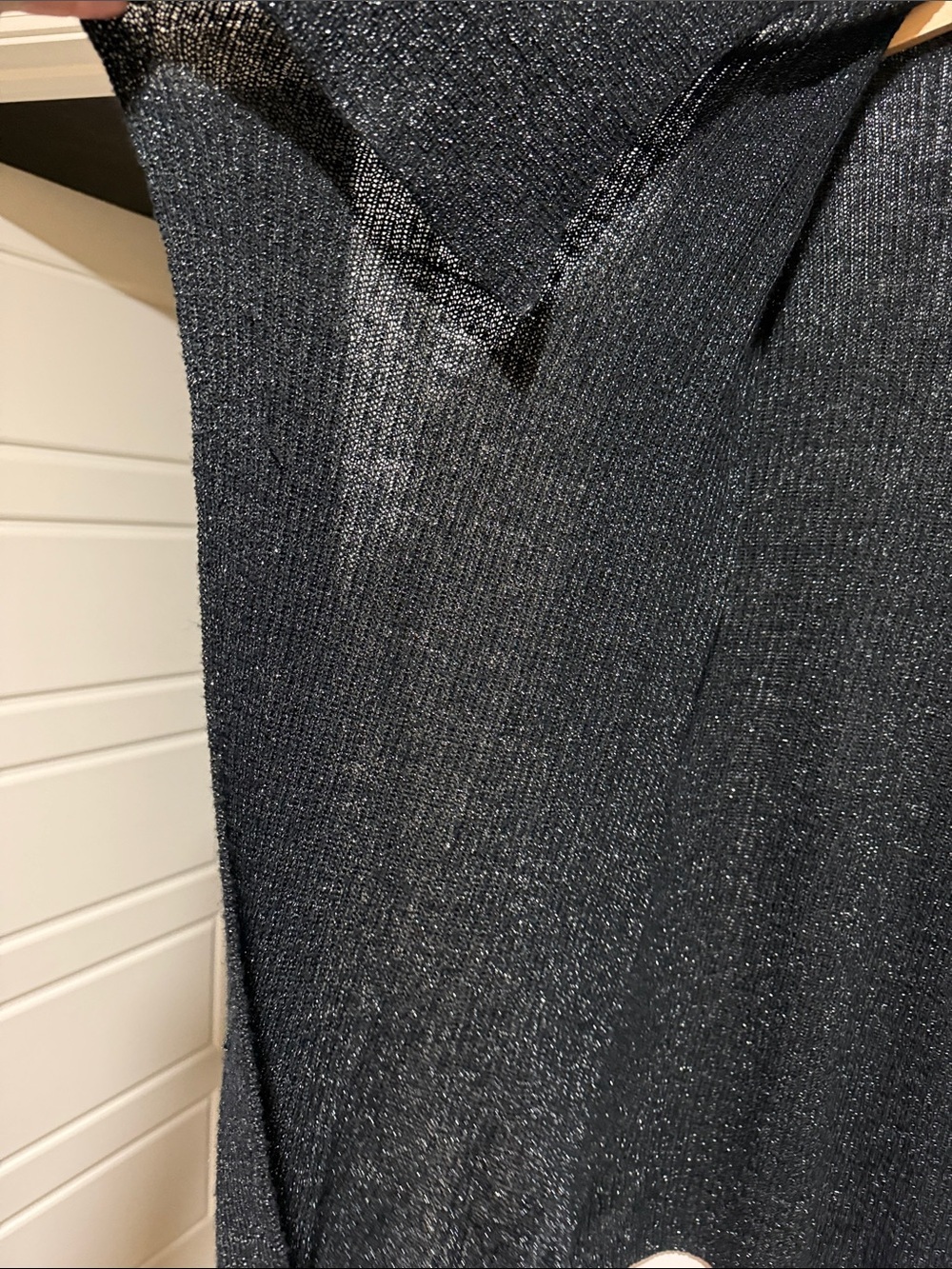 Eileen Fisher black merino lurex Open-Front Draped Cardigan - Picture 5 of 11